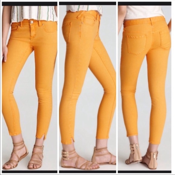 Free people Orange Cropped Skinny Jean - Picture 2 of 8